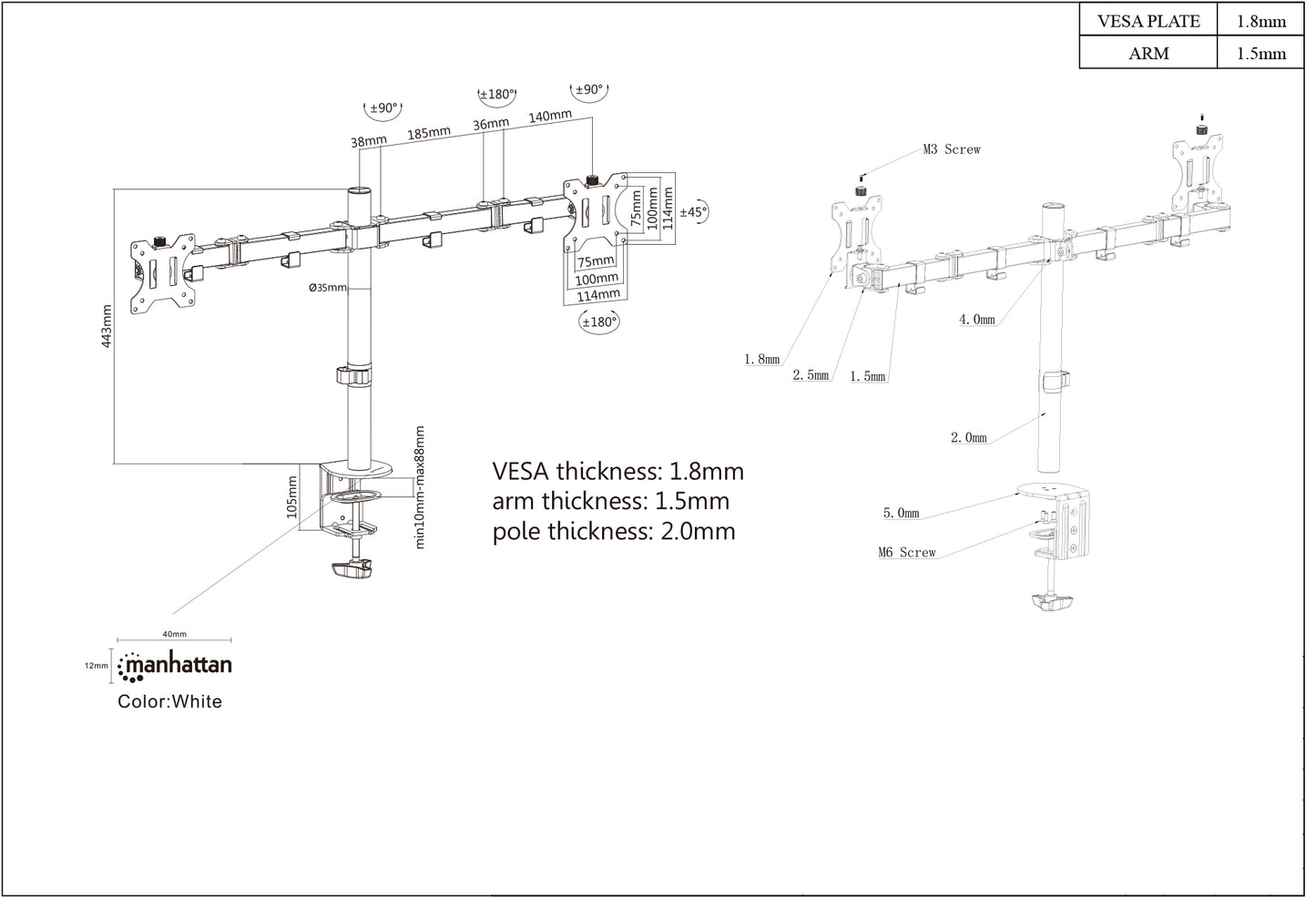 Tischhalterung für zwei Monitore von 13 bis 32 Zoll Image 6