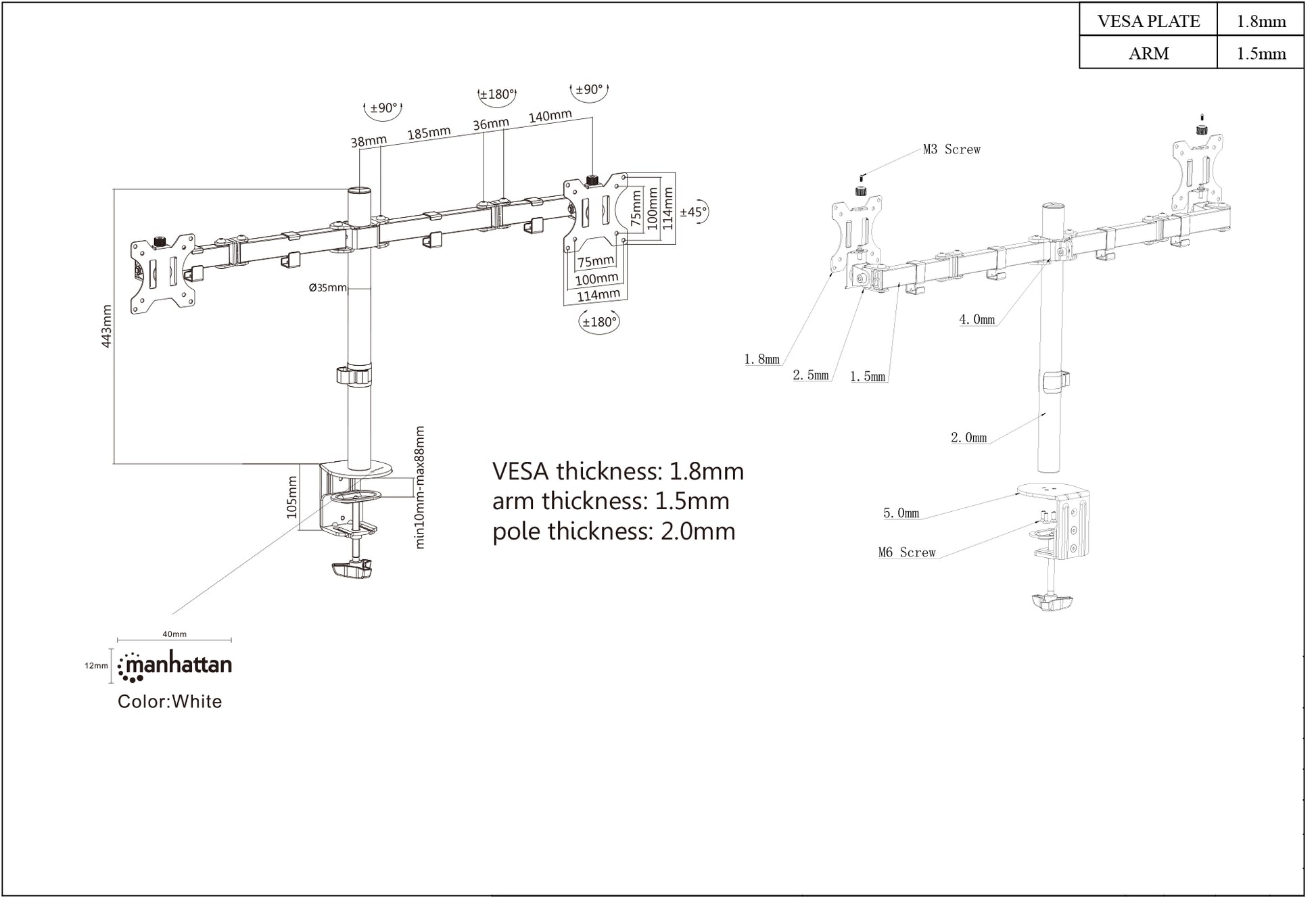 Tischhalterung für zwei Monitore von 13 bis 32 Zoll Image 6