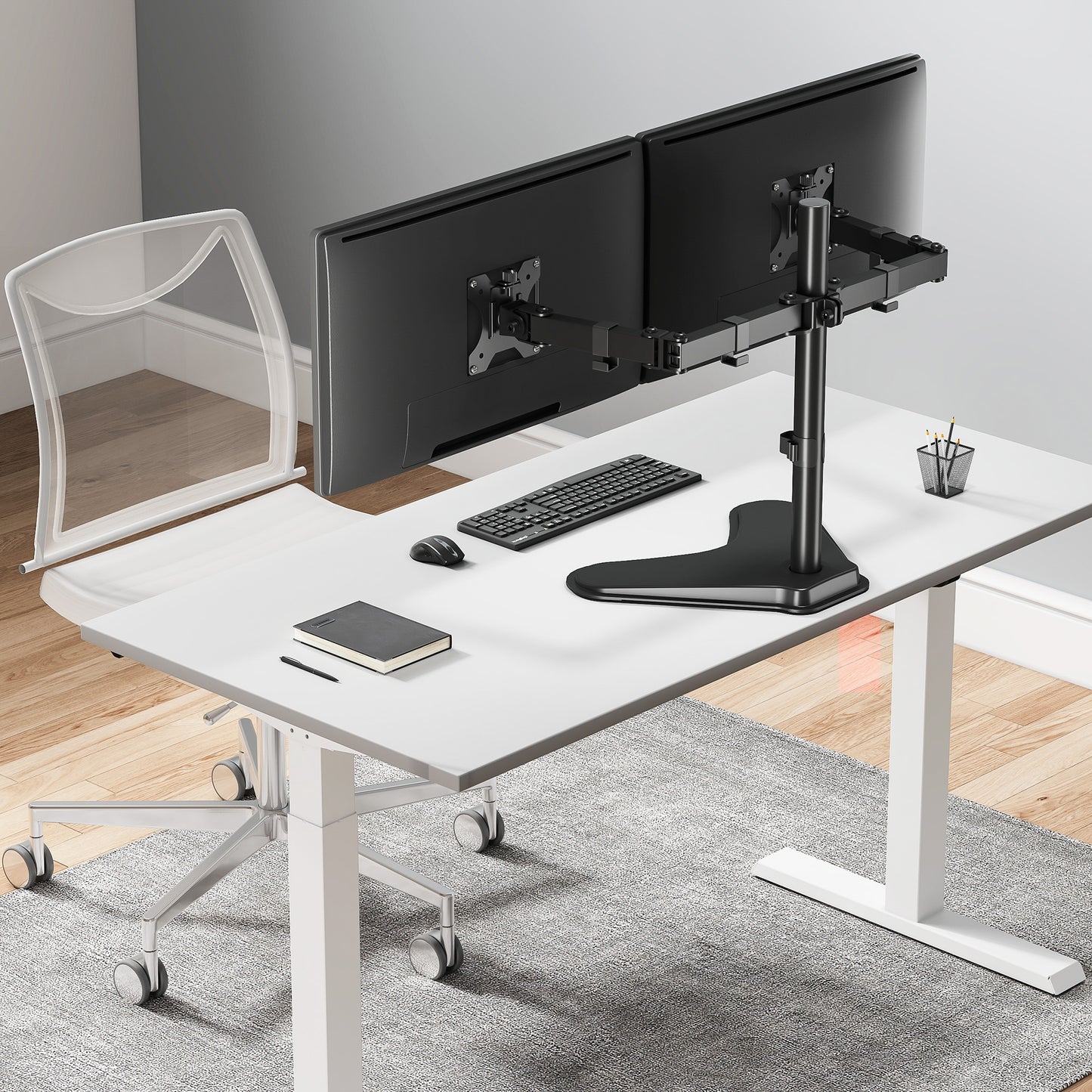 Tischhalterung mit Standfuß für zwei Monitore von 17 bis 32 Zoll Image 8