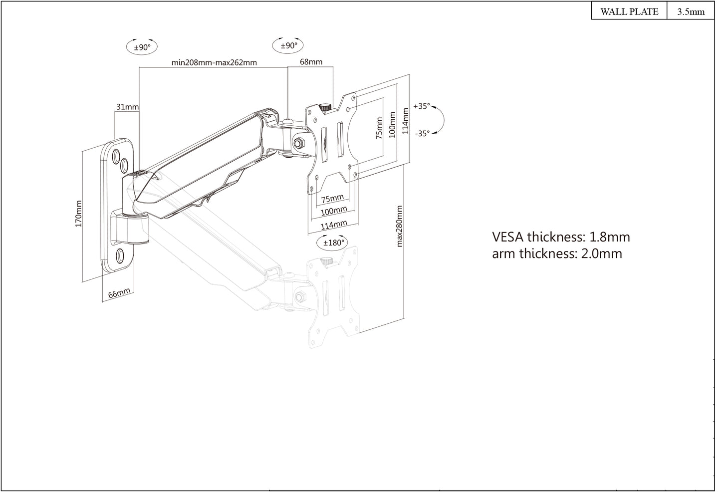 Wandhalterung für einen Monitor von 17 bis 32 Zoll Image 8
