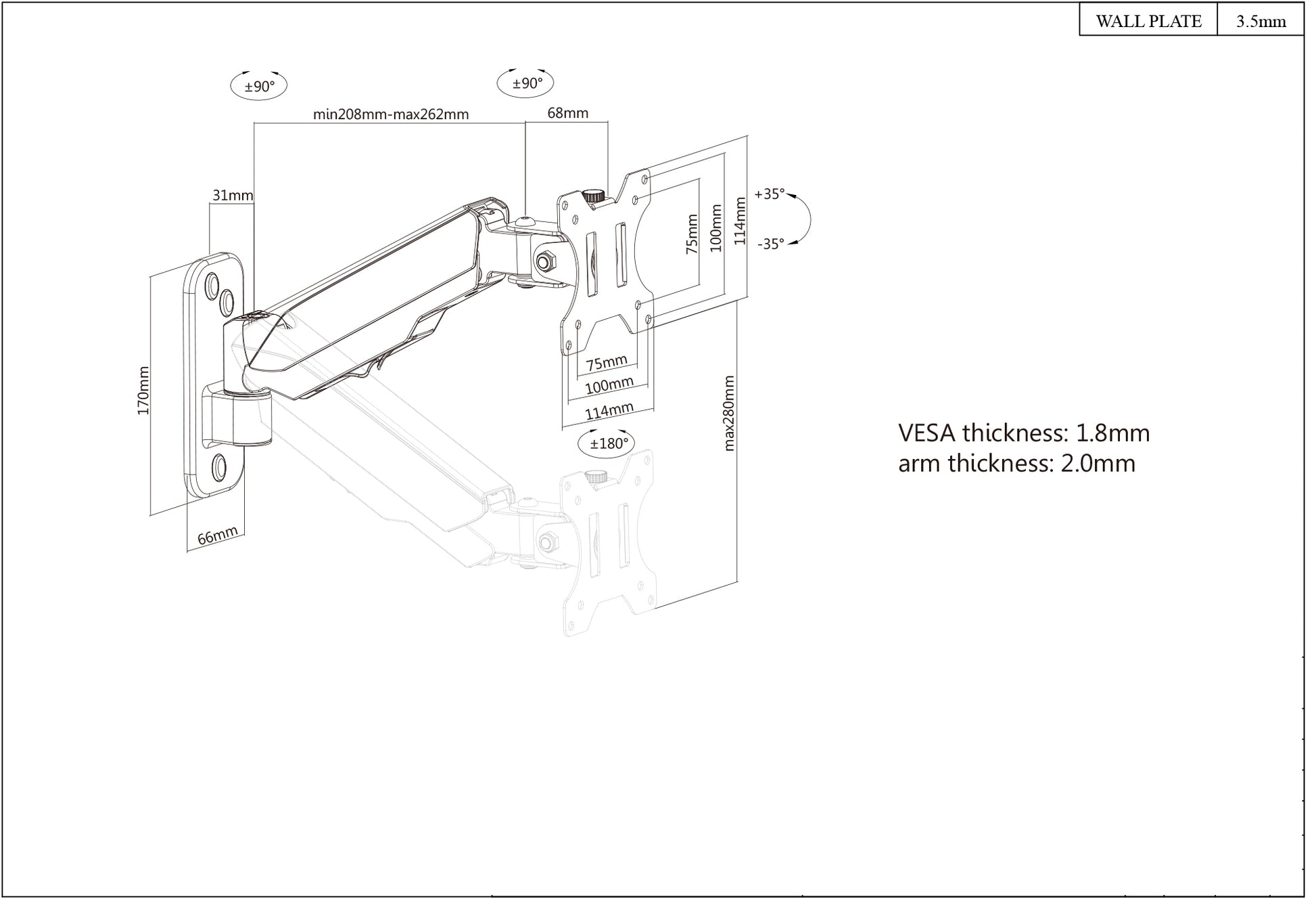 Wandhalterung für einen Monitor von 17 bis 32 Zoll Image 8