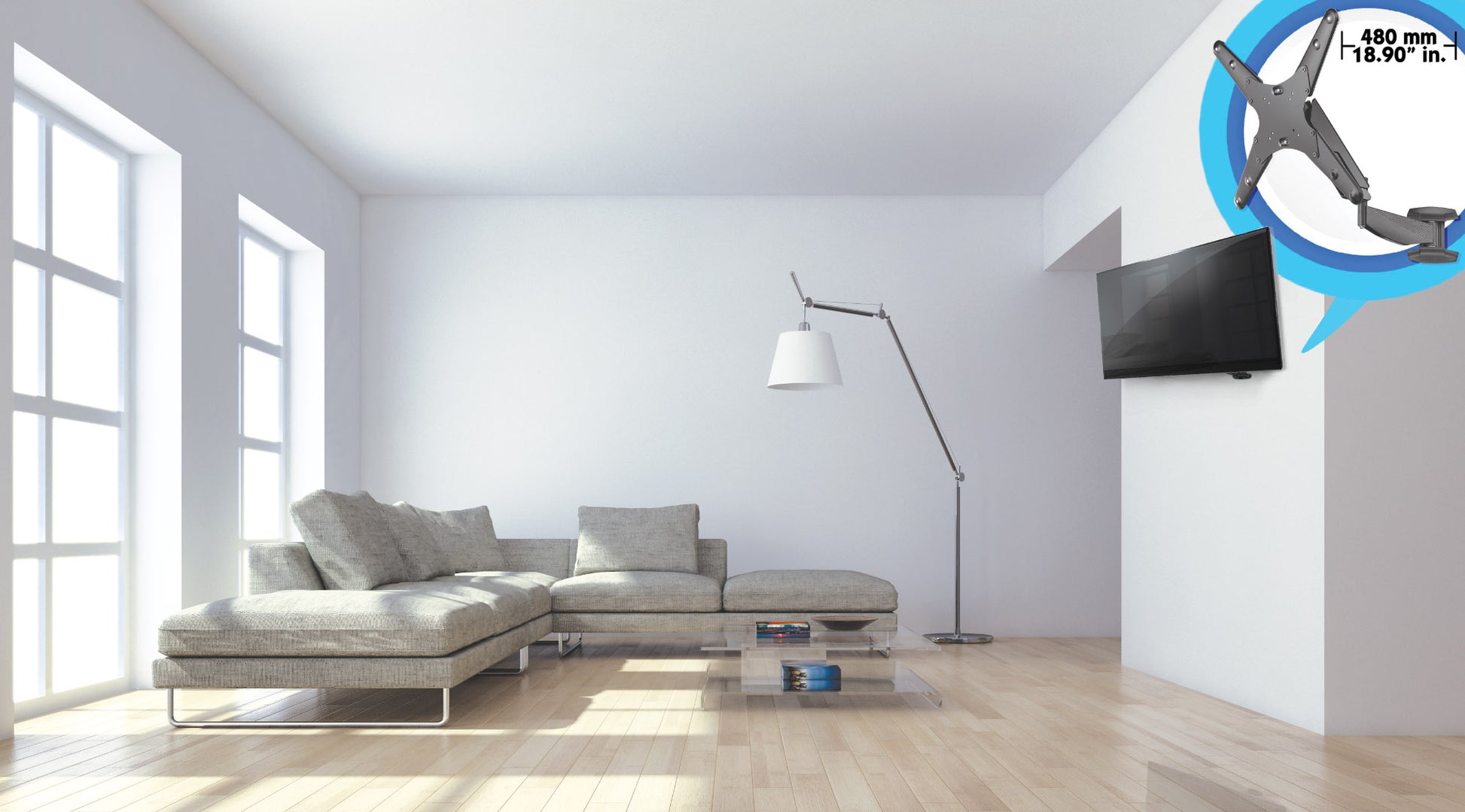 TV- und Monitorwandhalterung für 21 bis 60 Zoll, neigbar und schwenkbar Image 4