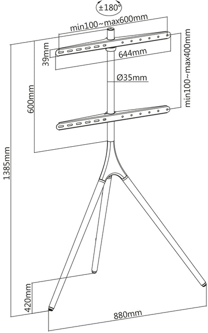 Mobiler TV-Ständer mit Stativbeinen für 45 bis 65 Zoll, schwenkbar und höhenverstellbar Image 13