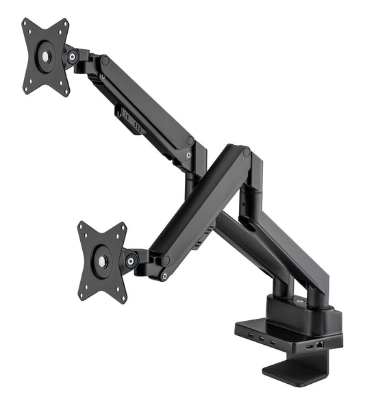 Tischhalterung mit Gasdruckfeder für zwei Monitore & Dockingstation Image 1
