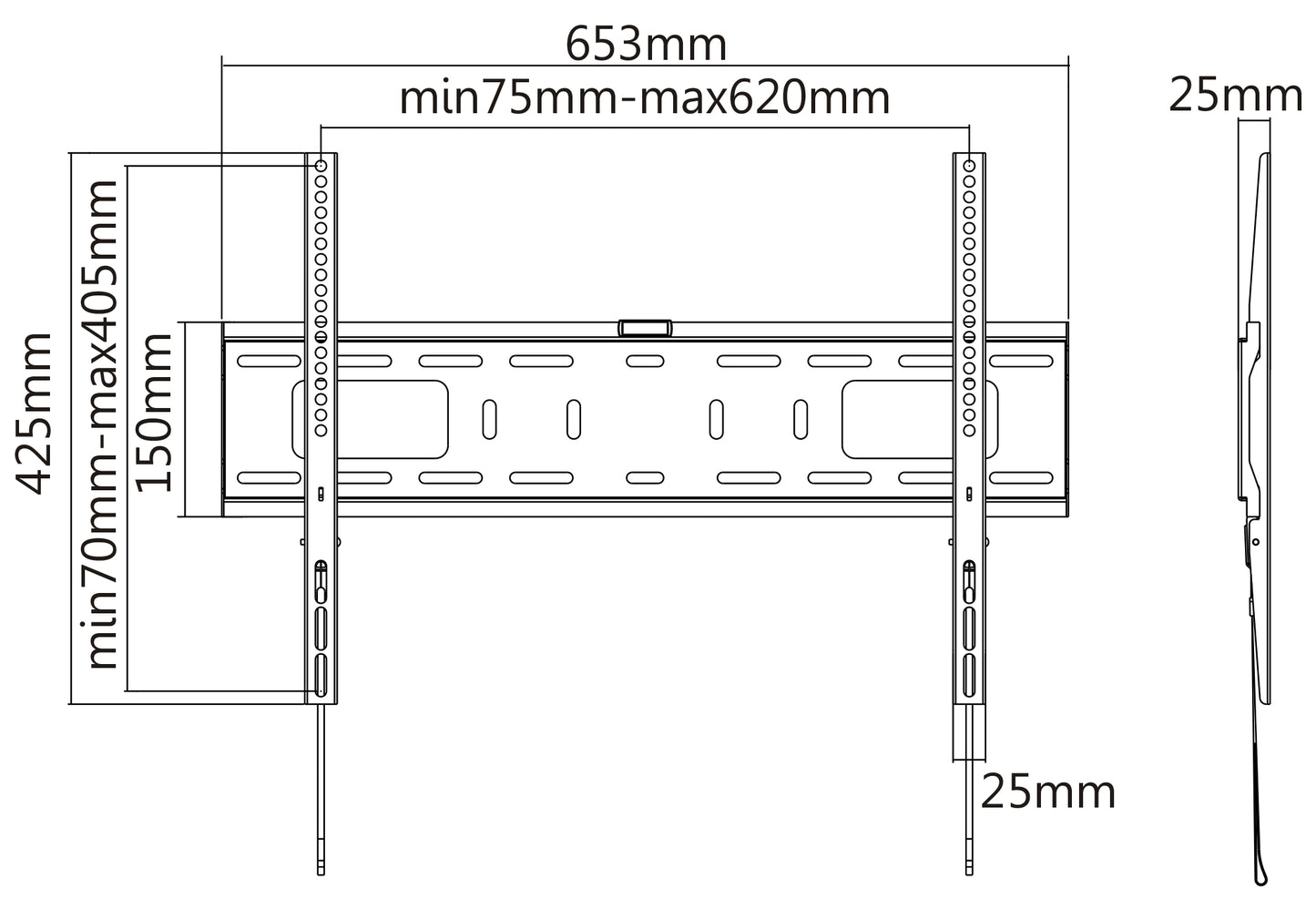 Ultraflache TV-Wandhalterung für 37 bis 70 Zoll, starr Image 7