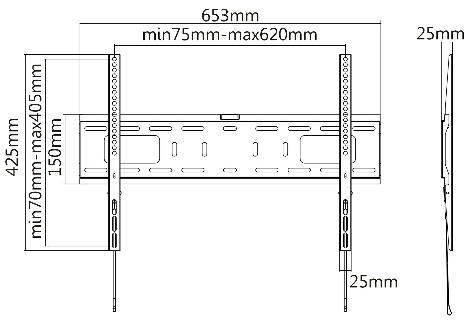 Ultraflache TV-Wandhalterung für 37 bis 70 Zoll, starr Image 7