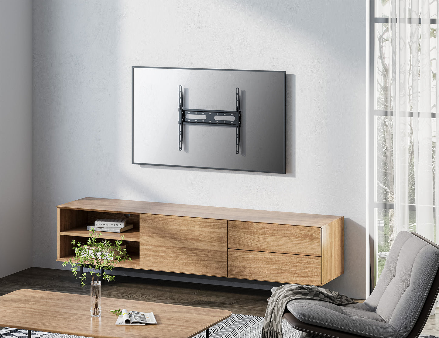 Ultraflache TV-Wandhalterung für 32 bis 55 Zoll, starr Image 9