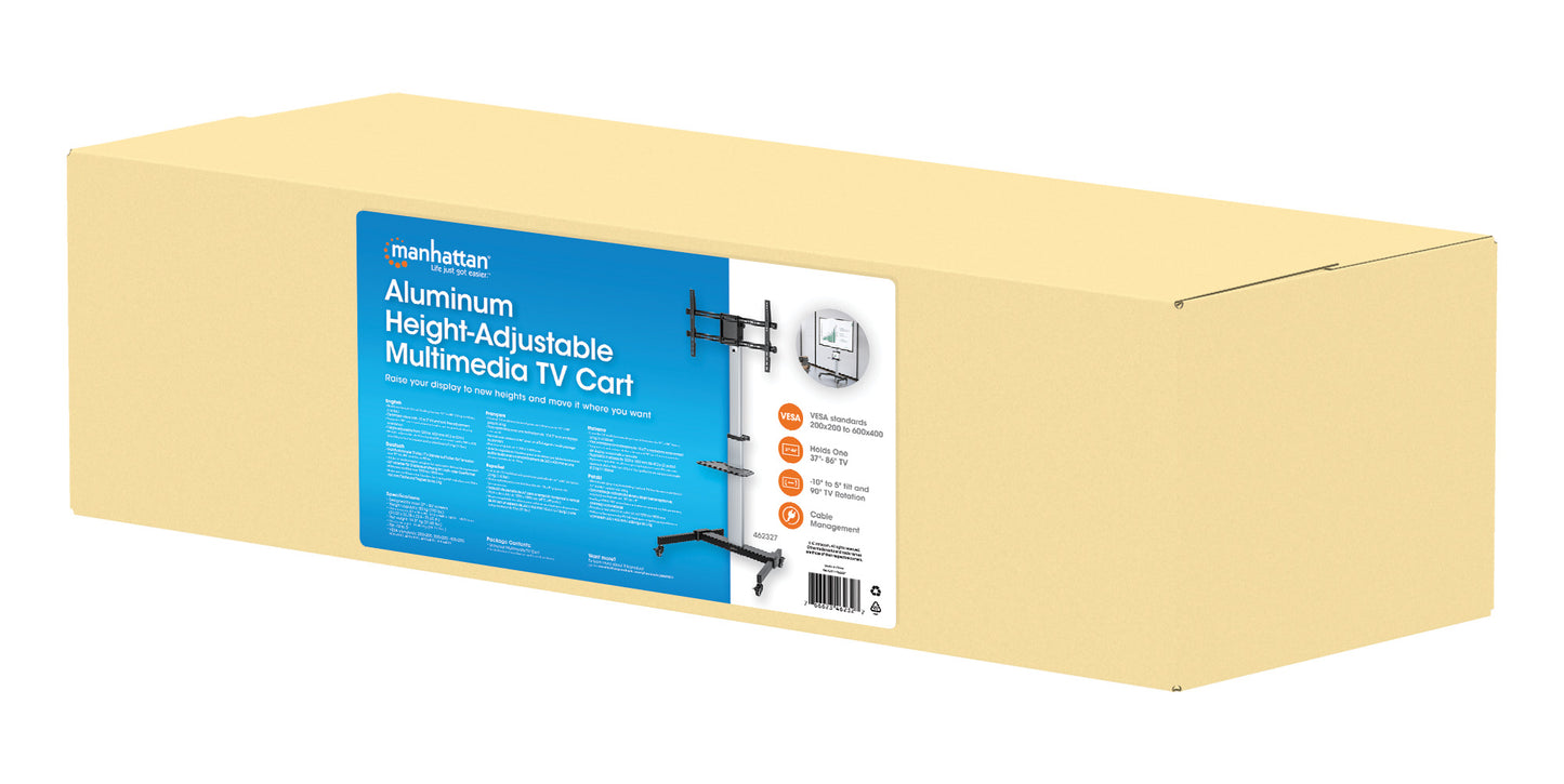 Multimedia TV-Ständer auf Rollen für 37 bis 86 Zoll, neigbar, rotierbar und höhenverstellbar Packaging Image 2