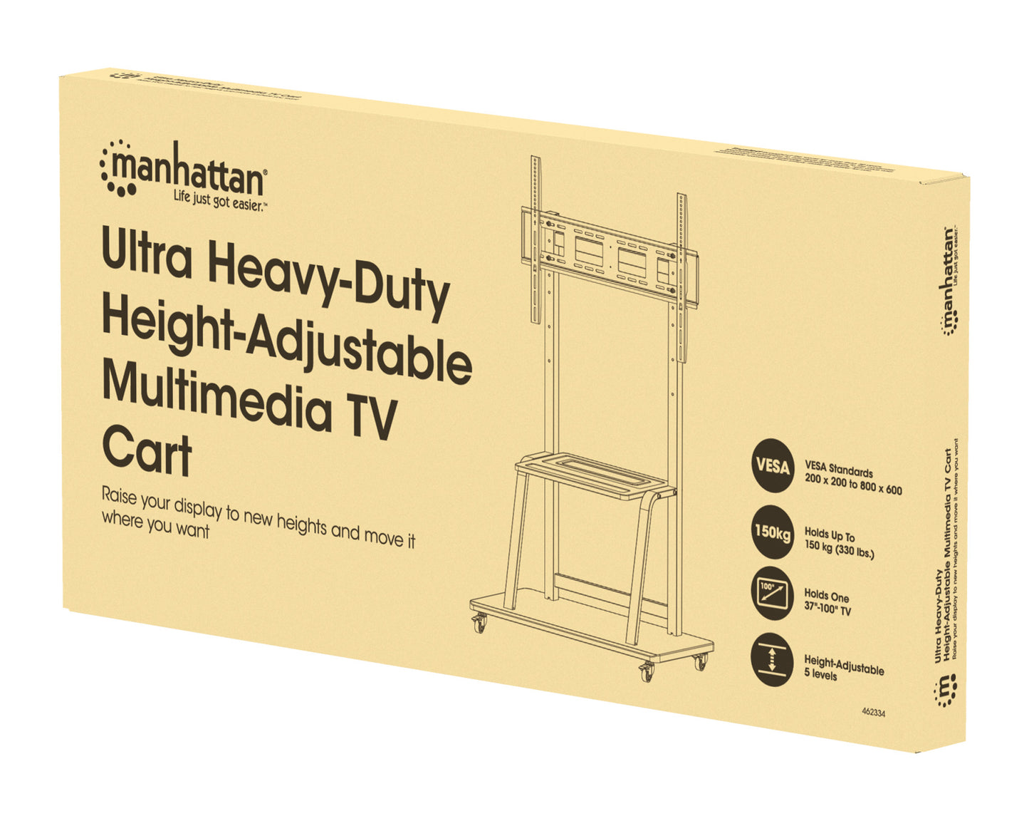 Multimedia TV-Ständer auf Rollen für 37 bis 100 Zoll, höhenverstellbar Packaging Image 2