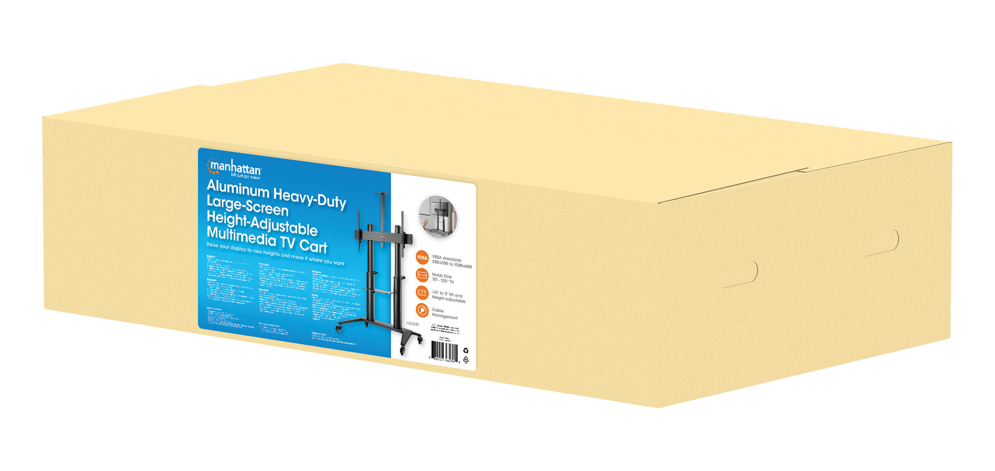 Multimedia TV-Ständer auf Rollen für 70 bis 120 Zoll, neigbar Packaging Image 2
