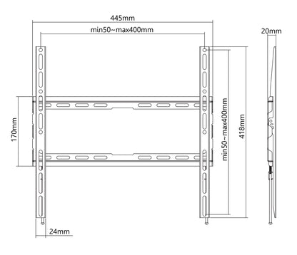 Ultraflache TV-Wandhalterung für 32 bis 70 Zoll, starr Image 6