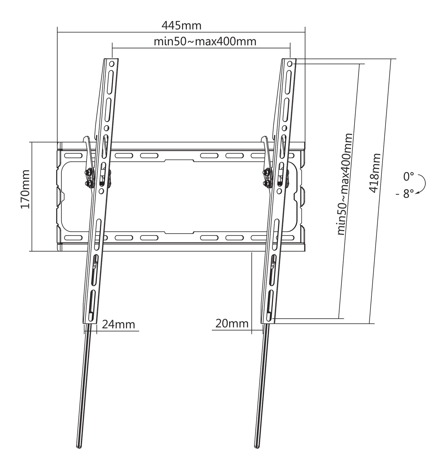 Ultraflache TV-Wandhalterung für 32 bis 70 Zoll, neigbar Image 8
