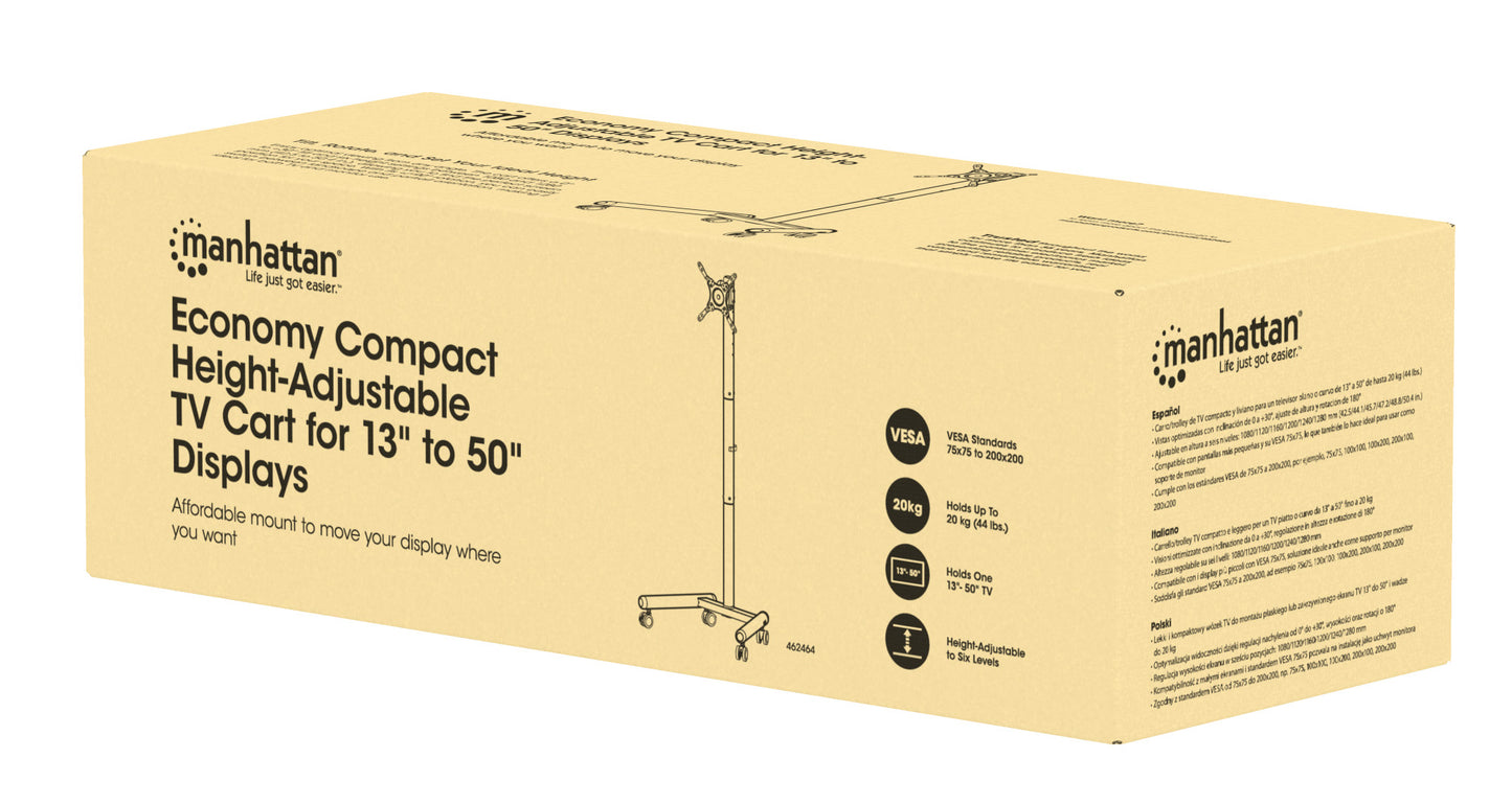 Kompakter TV- und Monitorständer auf Rollen für 13 bis 50 Zoll, neigbar und höhenverstellbar Packaging Image 2