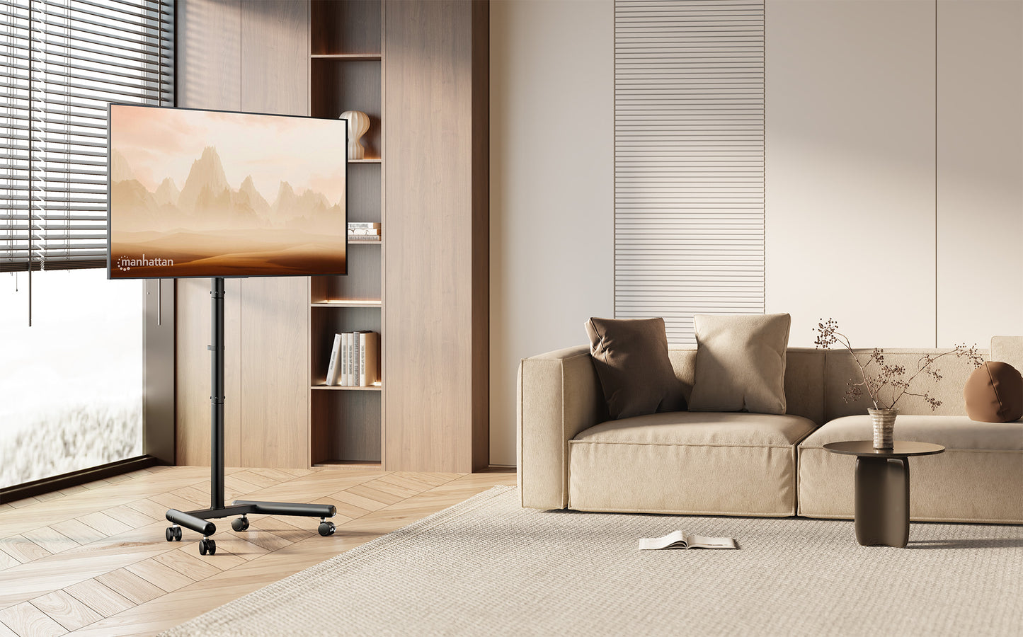 Kompakter TV- und Monitorständer auf Rollen für 13 bis 50 Zoll, neigbar und höhenverstellbar Image 3