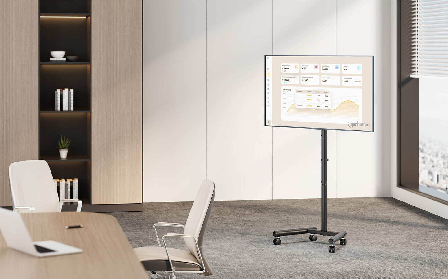 Kompakter TV- und Monitorständer auf Rollen für 13 bis 50 Zoll, neigbar und höhenverstellbar Image 5