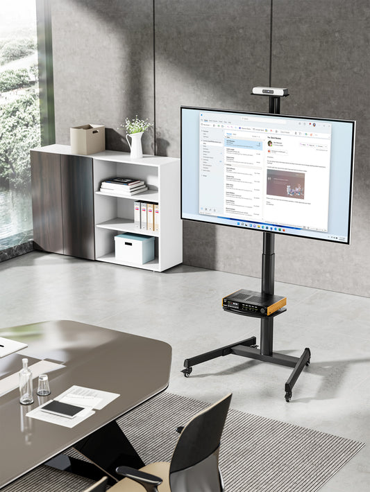 Multimedia TV-Ständer auf Rollen für 37 bis 86 Zoll, neigbar und höhenverstellbar Image 2