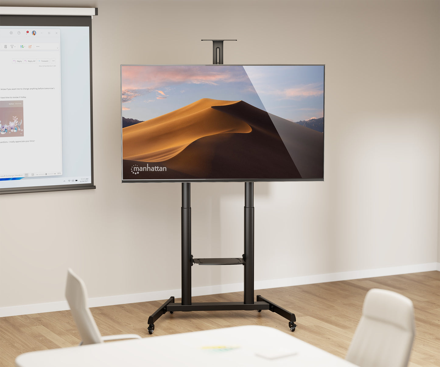 Multimedia TV-Ständer auf Rollen für 60 bis 120 Zoll, neigbar und höhenverstellbar Image 3