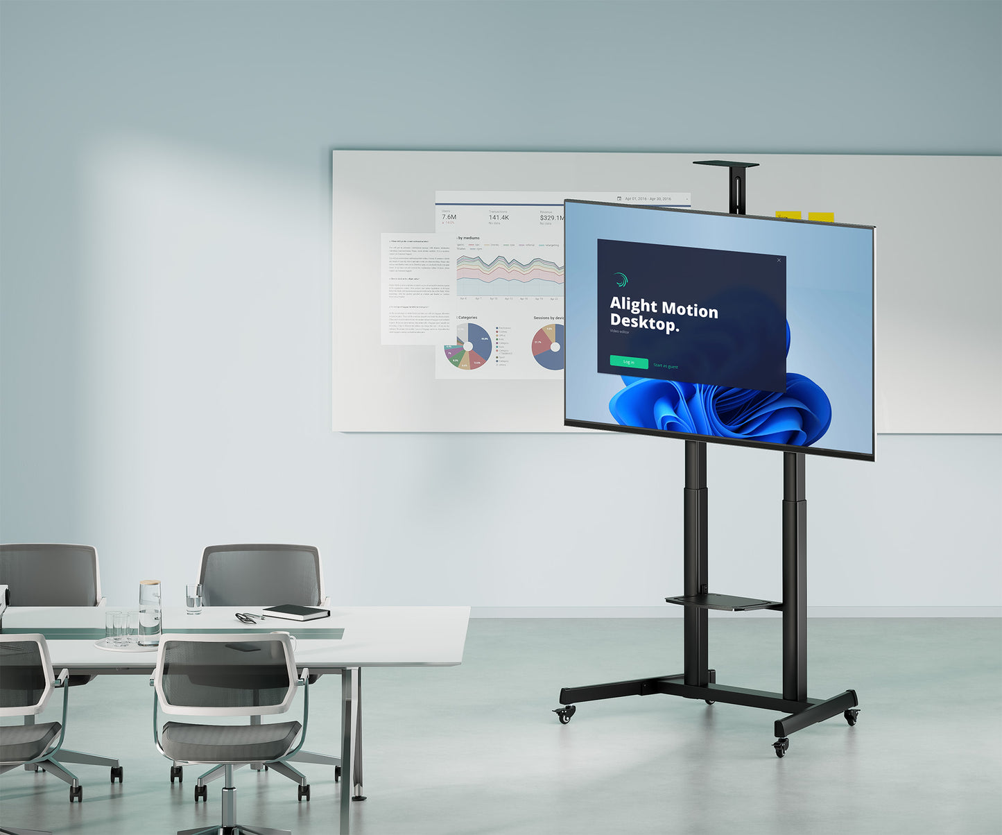 Multimedia TV-Ständer auf Rollen für 60 bis 120 Zoll, neigbar und höhenverstellbar Image 5