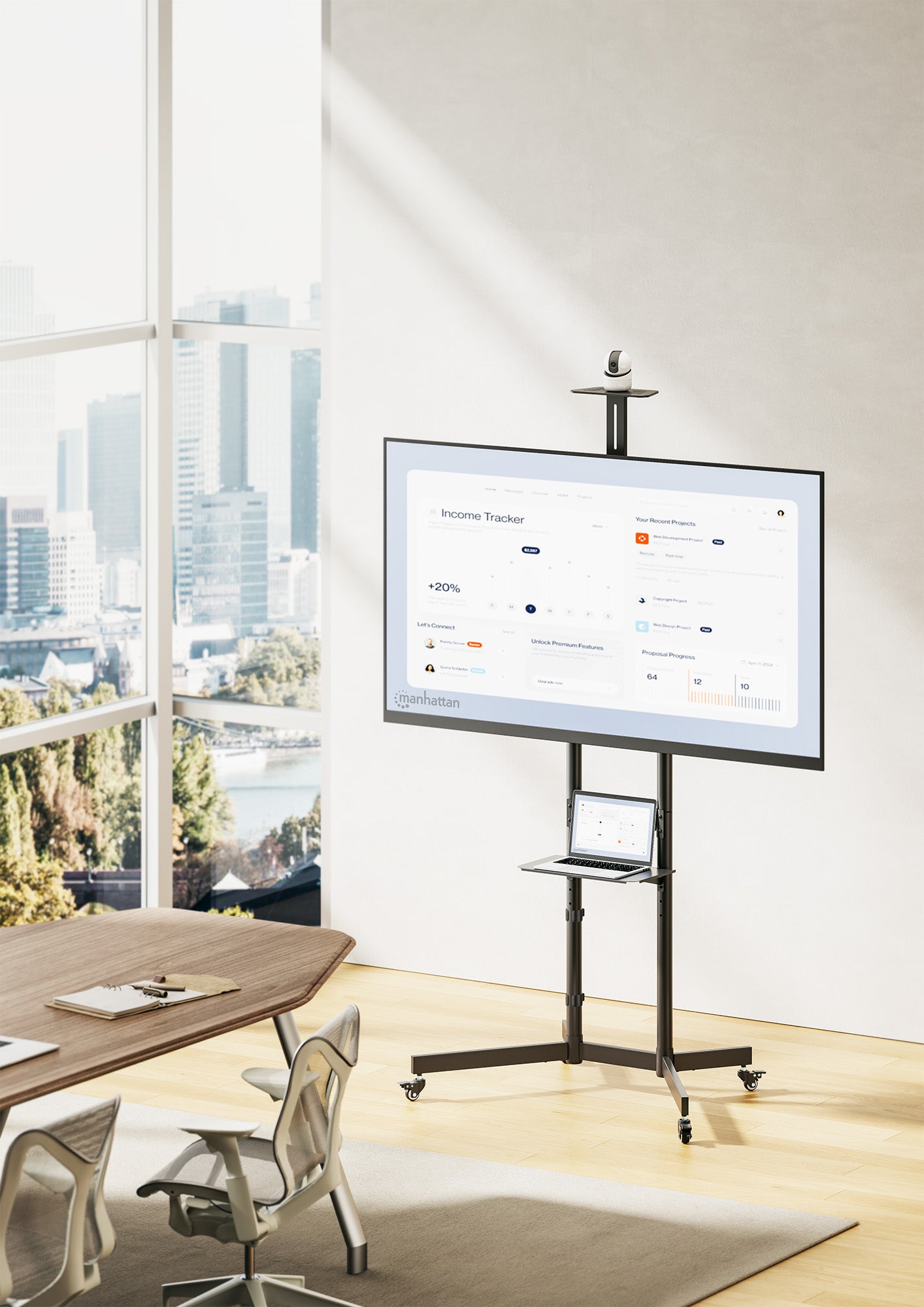 TV-Ständer auf Rollen für 37 bis 70 Zoll, neigbar und höhenverstellbar Image 2