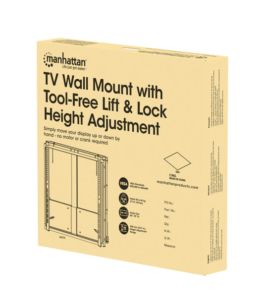 TV-Wandhalterung, höhenverstellbar mit werkzeuglosem Lift&Lock-System, für 55 bis 75 Zoll Packaging Image 2