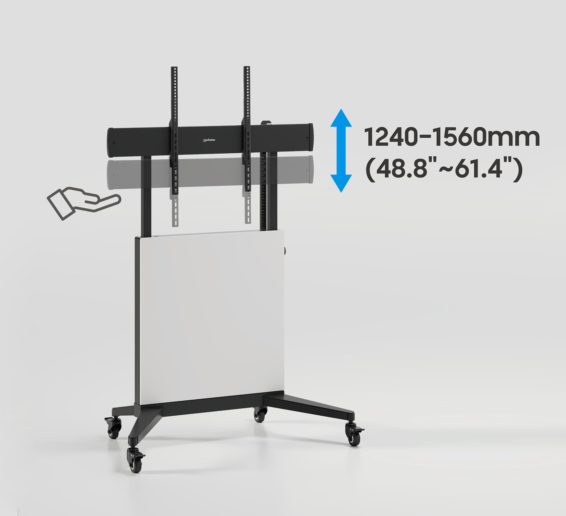 TV-Ständer auf Rollen, höhenverstellbar mit werkzeuglosem Lift&Lock-System, für 50 bis 100 Zoll Image 11