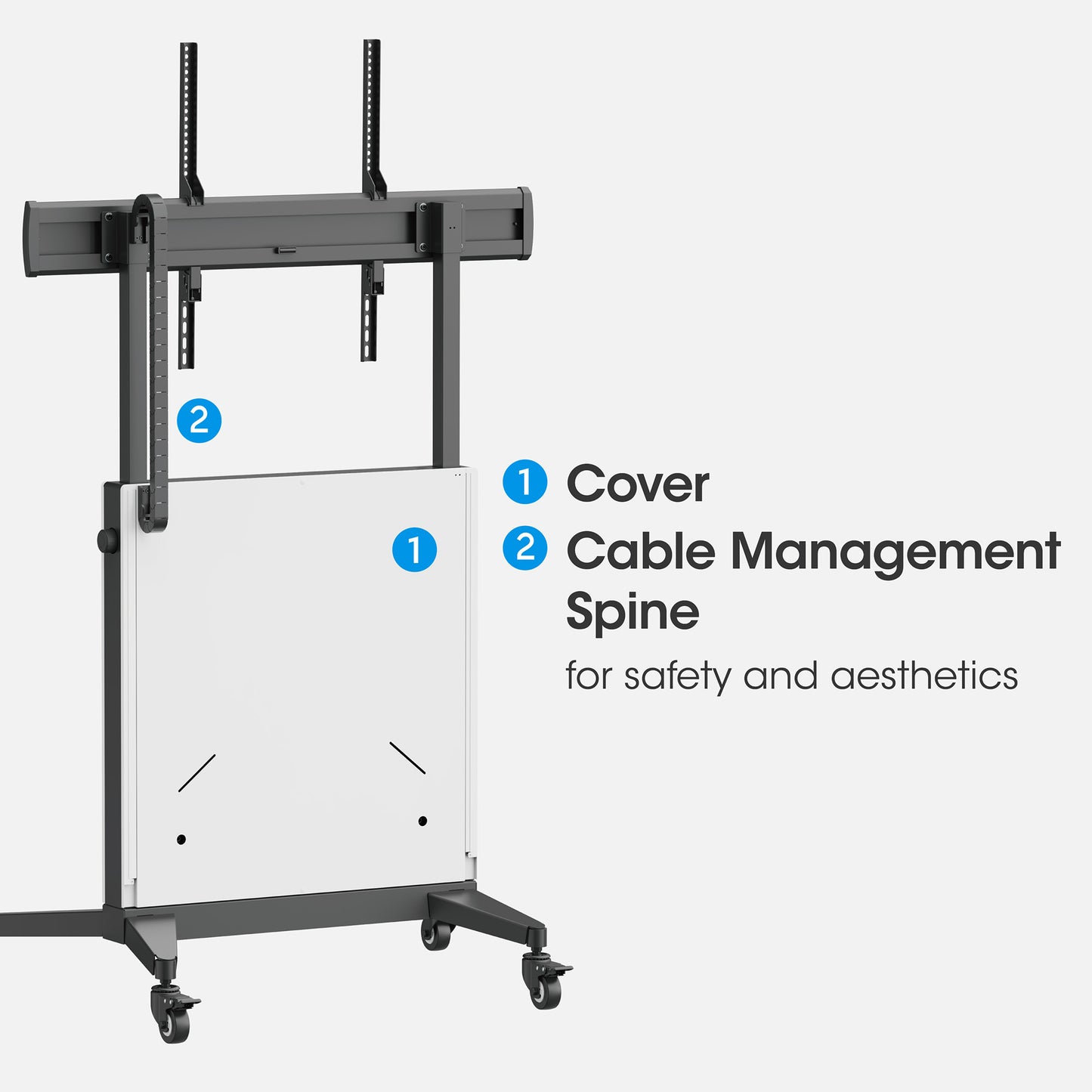 TV-Ständer auf Rollen, höhenverstellbar mit werkzeuglosem Lift&Lock-System, für 50 bis 100 Zoll Image 13