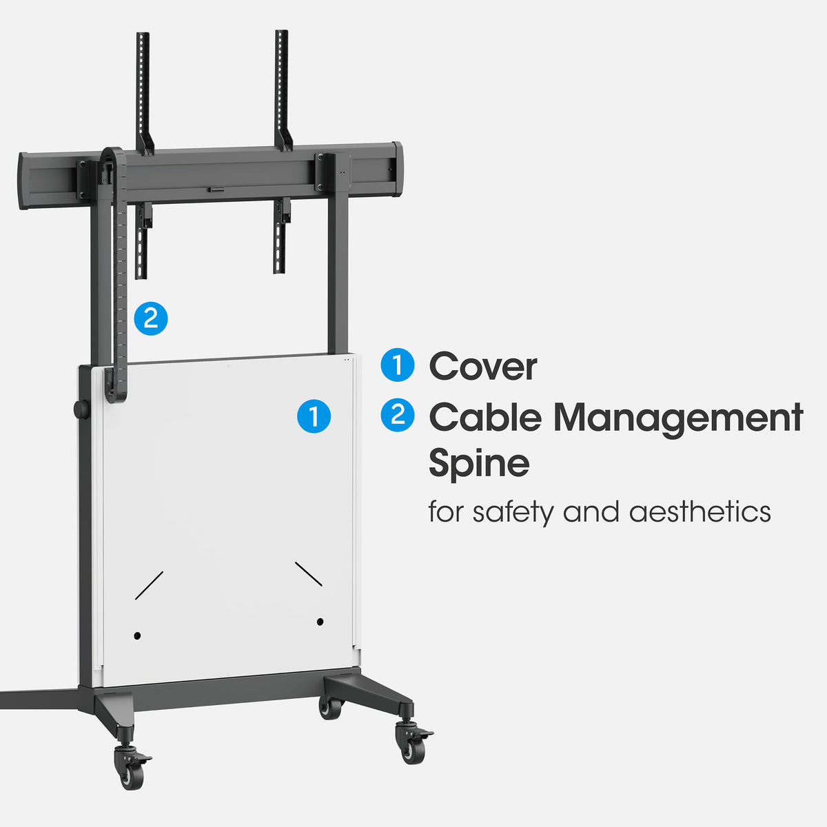 TV-Ständer auf Rollen, höhenverstellbar mit werkzeuglosem Lift&Lock-System, für 50 bis 100 Zoll Image 13