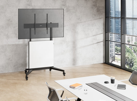 TV-Ständer auf Rollen, höhenverstellbar mit werkzeuglosem Lift&Lock-System, für 50 bis 100 Zoll Image 2