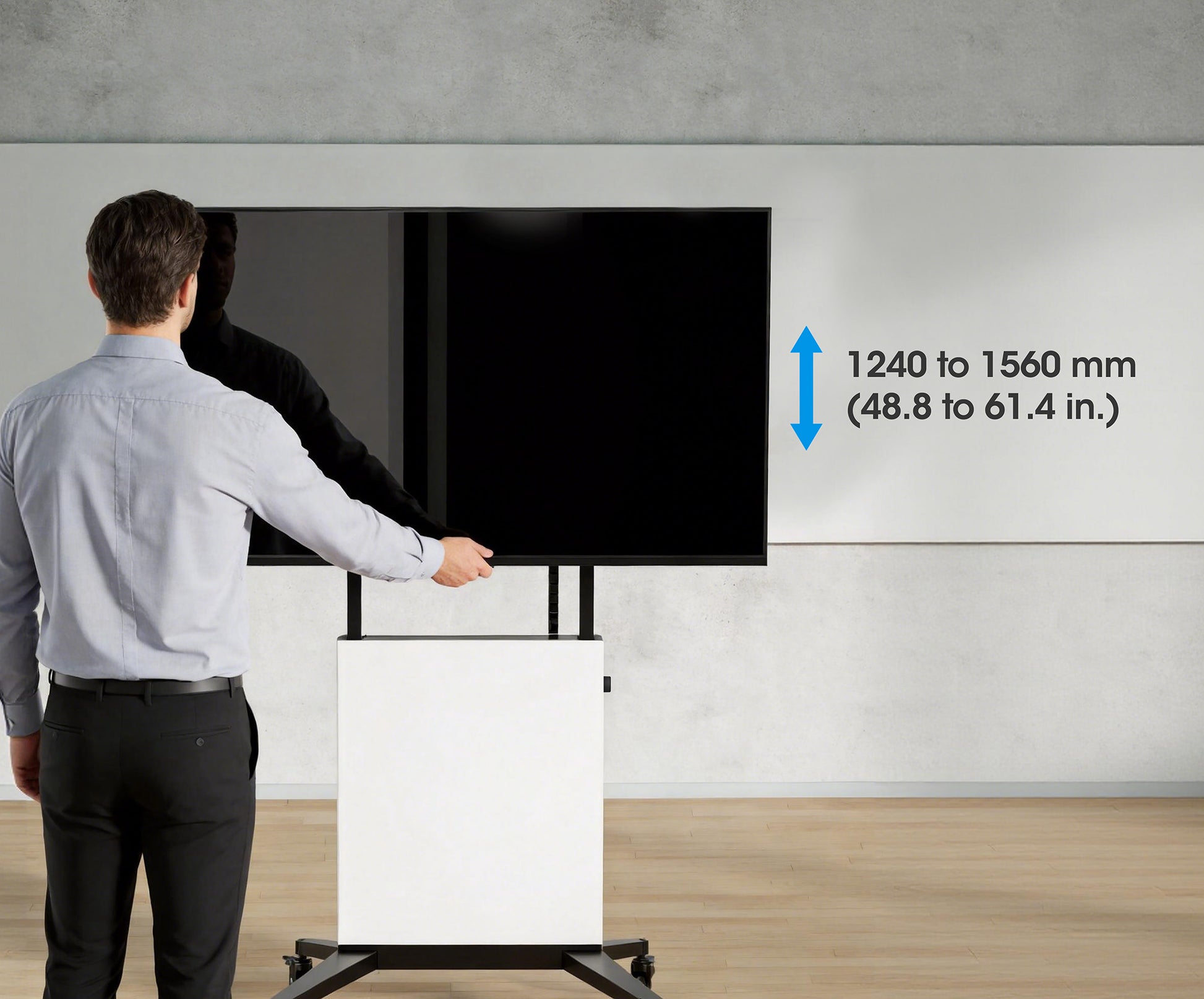 TV-Ständer auf Rollen, höhenverstellbar mit werkzeuglosem Lift&Lock-System, für 50 bis 100 Zoll Image 8