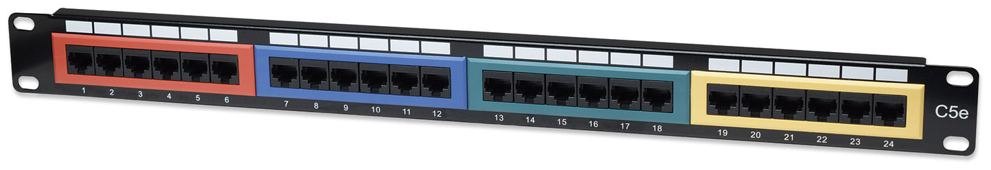 Cat5e 24-Port Patchpanel, farbkodiert, 1 HE Image 1