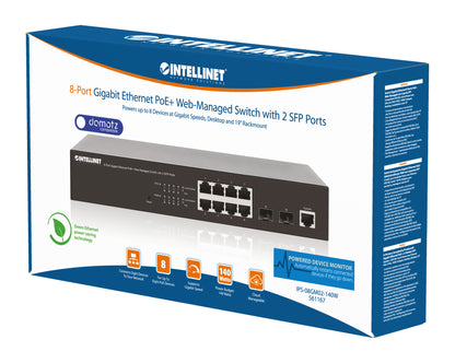8-Port Gigabit Ethernet PoE+ Web-Managed Switch mit 2 SFP-Ports Packaging Image 2