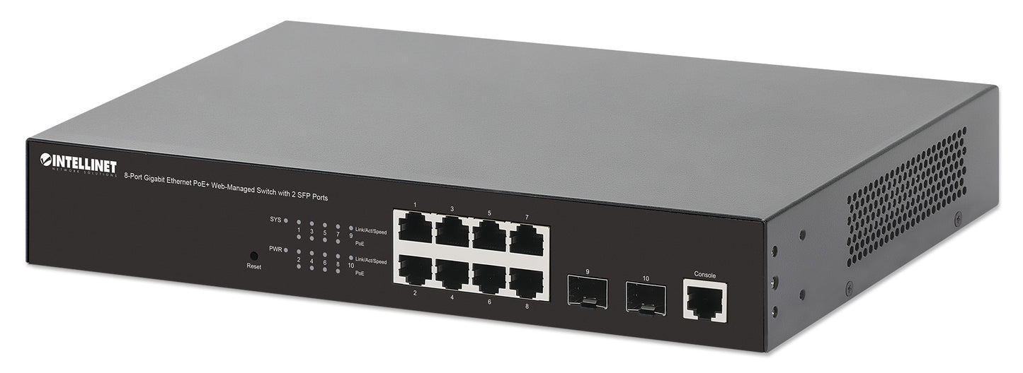 8-Port Gigabit Ethernet PoE+ Web-Managed Switch mit 2 SFP-Ports Image 1