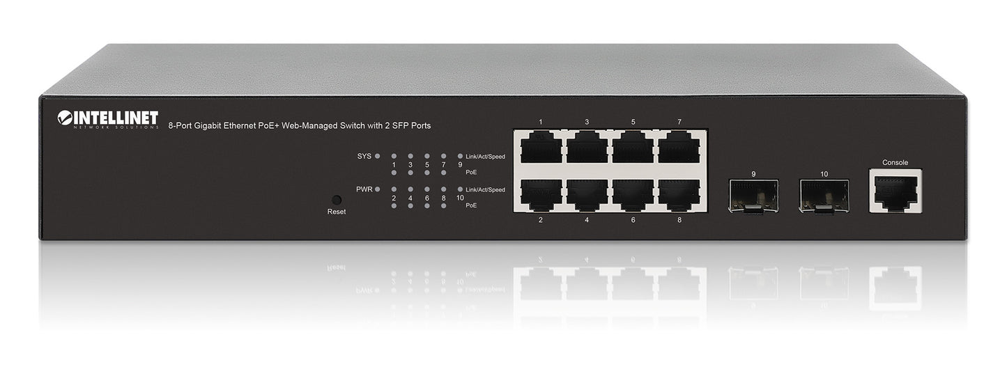 8-Port Gigabit Ethernet PoE+ Web-Managed Switch mit 2 SFP-Ports Image 6