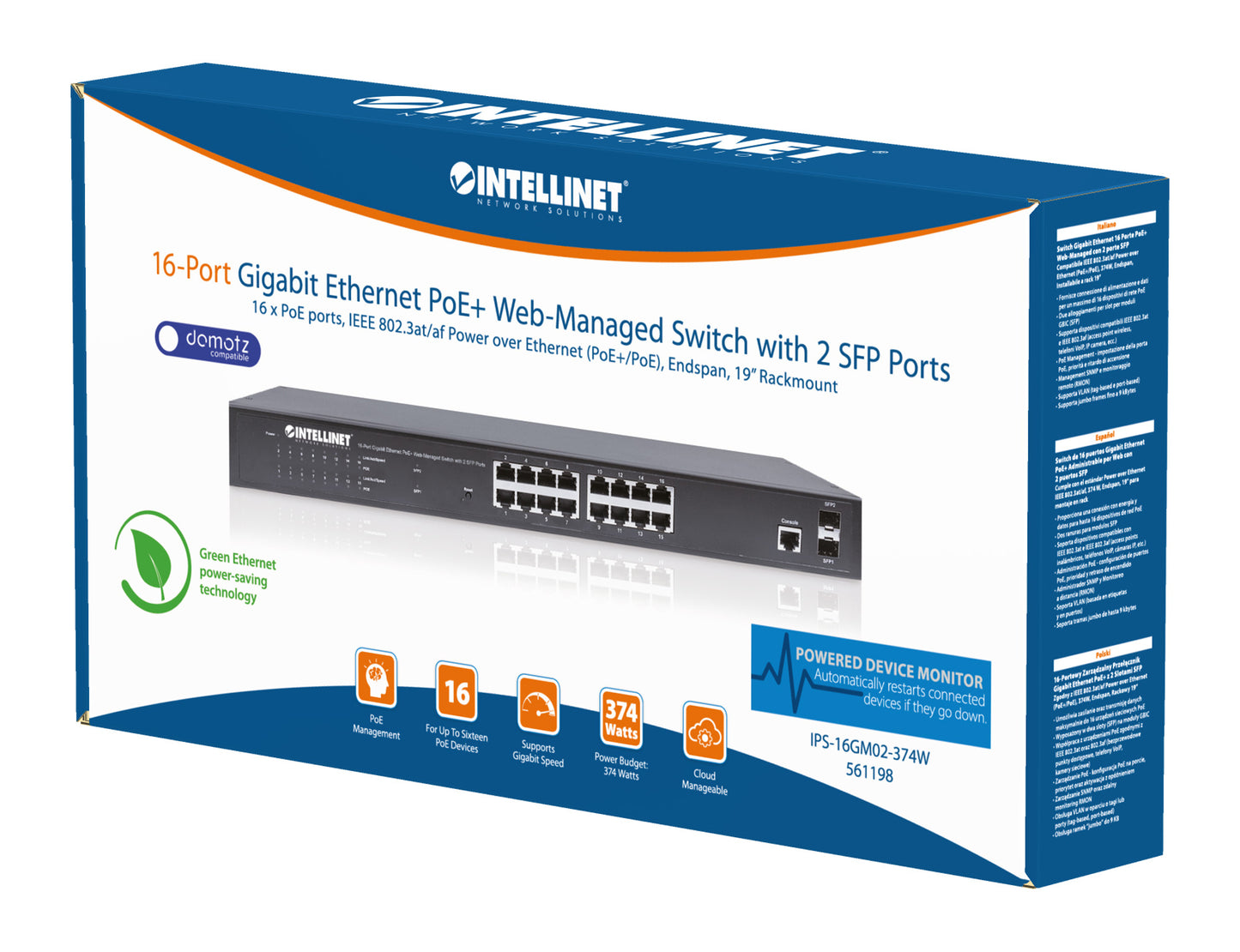 16-Port Gigabit Ethernet PoE+ Web-Managed Switch mit 2 SFP-Ports Packaging Image 2