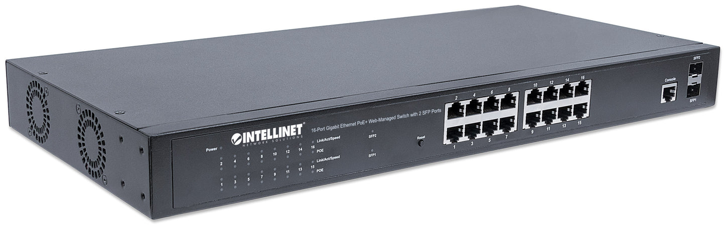 16-Port Gigabit Ethernet PoE+ Web-Managed Switch mit 2 SFP-Ports Image 3
