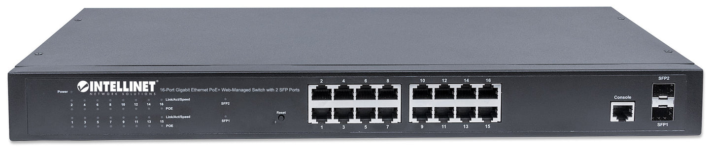16-Port Gigabit Ethernet PoE+ Web-Managed Switch mit 2 SFP-Ports Image 4