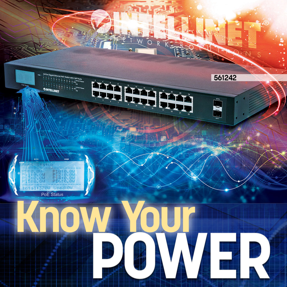 24-Port Gigabit Ethernet PoE+ Switch mit 2 SFP-Ports und LCD-Anzeige Image 8
