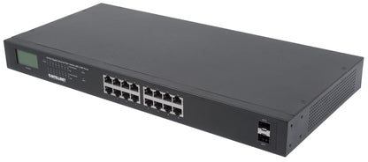 16-Port Gigabit Ethernet PoE+ Switch mit 2 SFP-Ports und LCD-Anzeige Image 1
