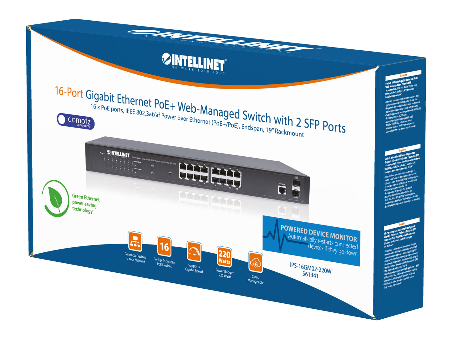 16-Port Gigabit Ethernet PoE+ Web-Managed Switch mit 2 SFP-Ports Packaging Image 2