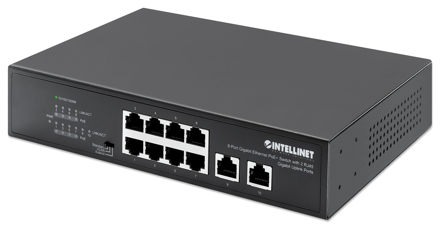 8-Port Gigabit Ethernet PoE+ Switch mit 2 RJ45 Gigabit Uplink-Ports Image 1