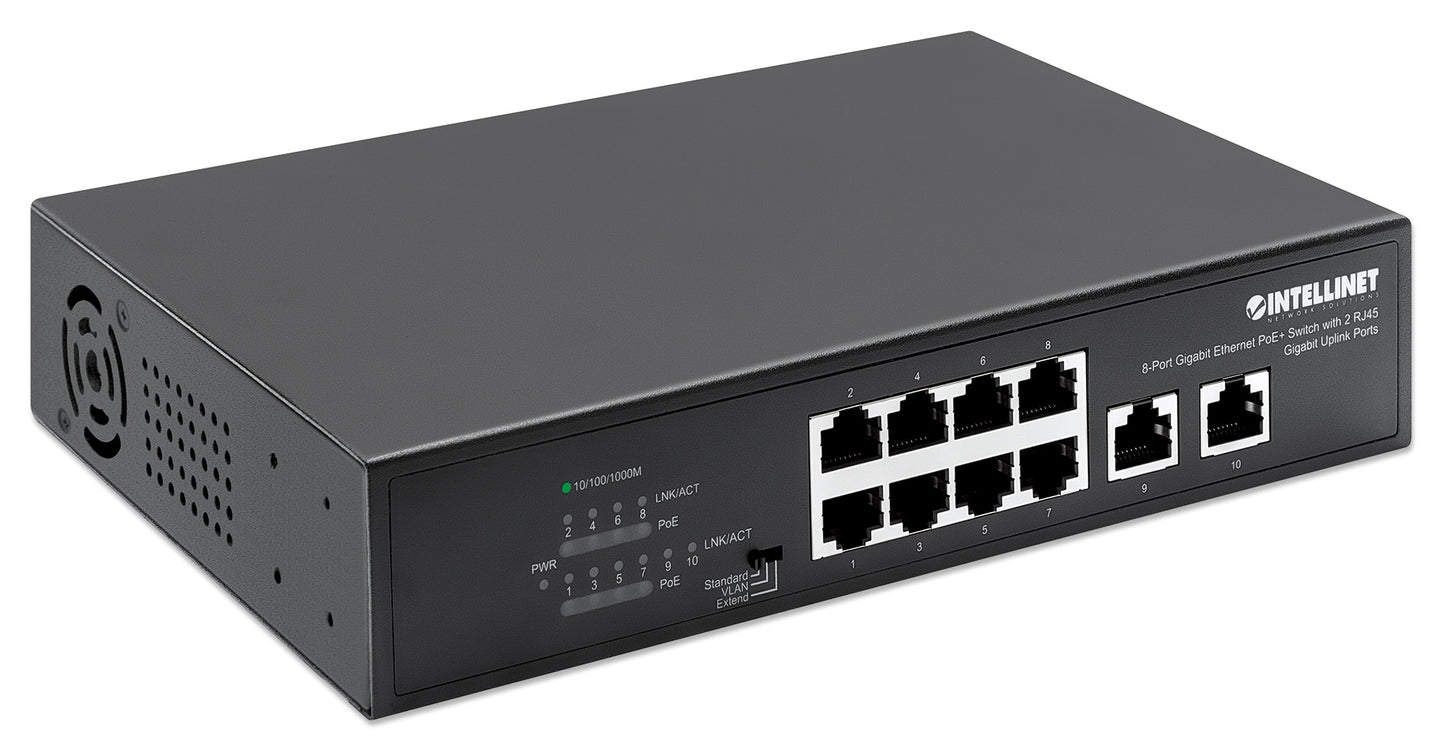 8-Port Gigabit Ethernet PoE+ Switch mit 2 RJ45 Gigabit Uplink-Ports Image 3