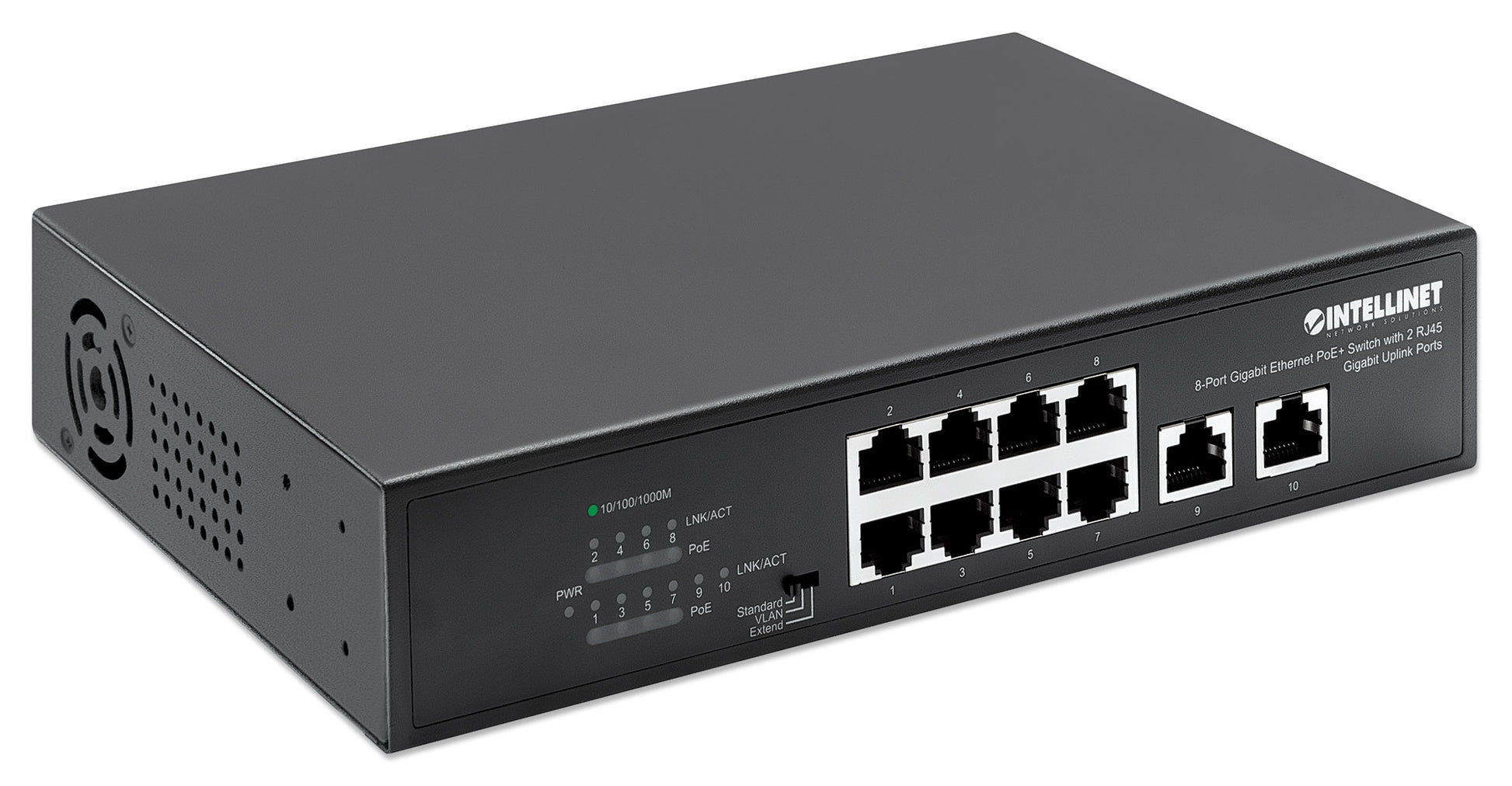 8-Port Gigabit Ethernet PoE+ Switch mit 2 RJ45 Gigabit Uplink-Ports Image 3