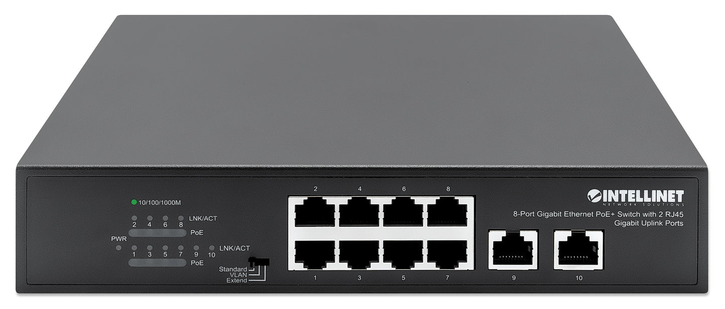 8-Port Gigabit Ethernet PoE+ Switch mit 2 RJ45 Gigabit Uplink-Ports Image 4