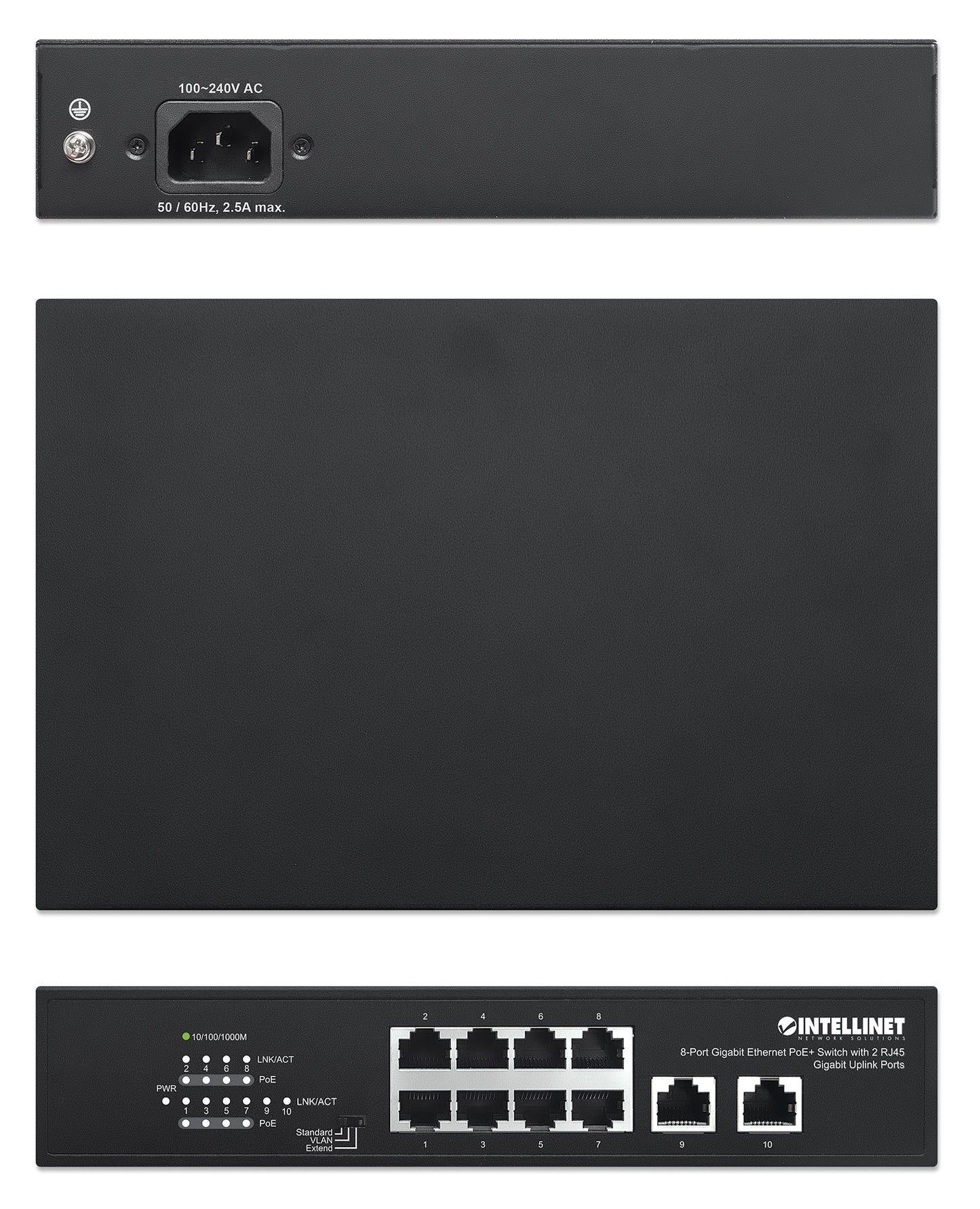 8-Port Gigabit Ethernet PoE+ Switch mit 2 RJ45 Gigabit Uplink-Ports Image 6