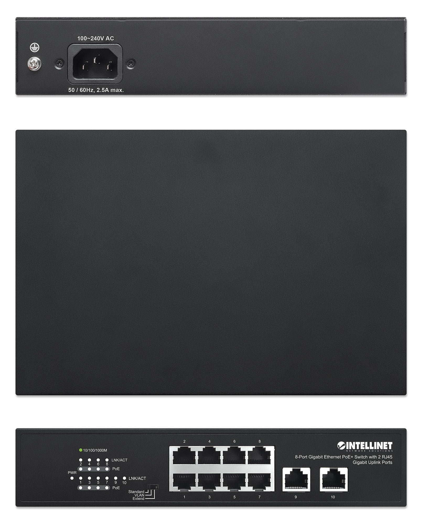 8-Port Gigabit Ethernet PoE+ Switch mit 2 RJ45 Gigabit Uplink-Ports Image 6