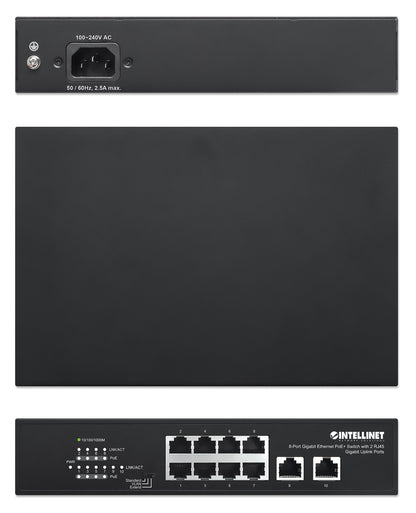 8-Port Gigabit Ethernet PoE+ Switch mit 2 RJ45 Gigabit Uplink-Ports Image 6