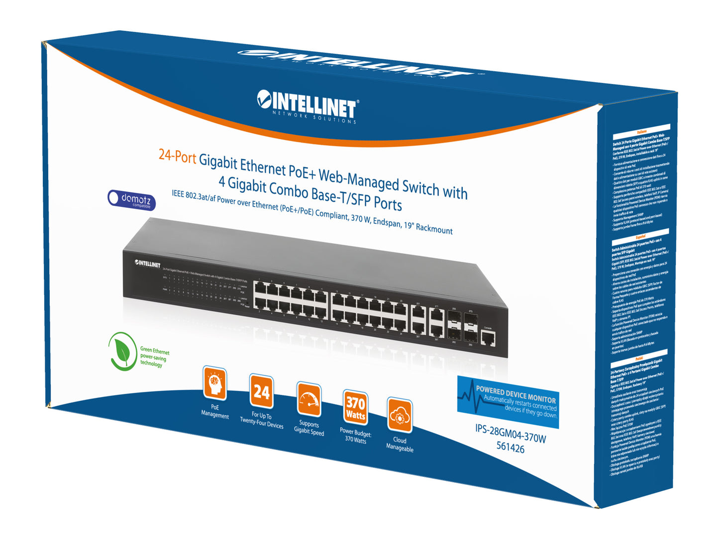 24-Port Gigabit Ethernet PoE+ Web-Managed Switch mit 4 Gigabit Kombo-Base-T/SFP-Ports Packaging Image 2
