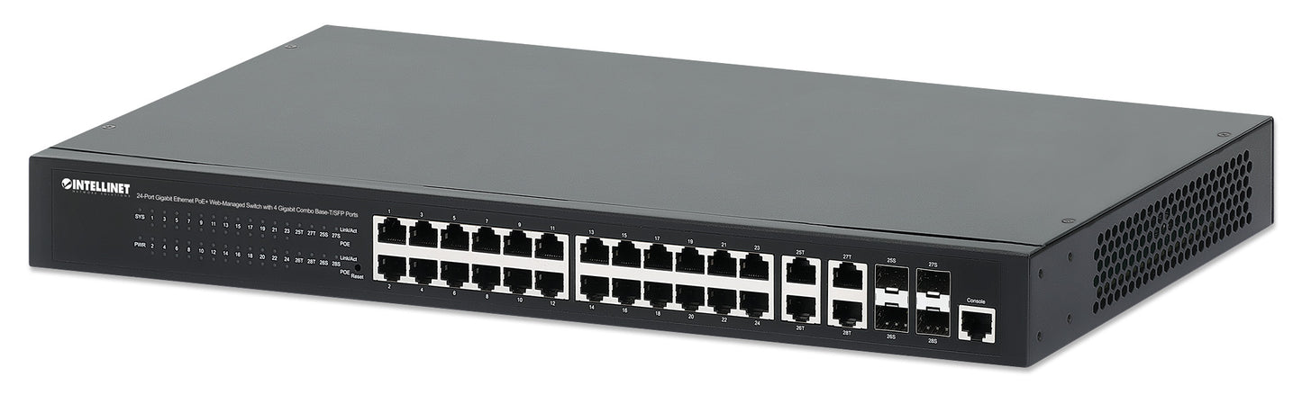 24-Port Gigabit Ethernet PoE+ Web-Managed Switch mit 4 Gigabit Kombo-Base-T/SFP-Ports Image 1