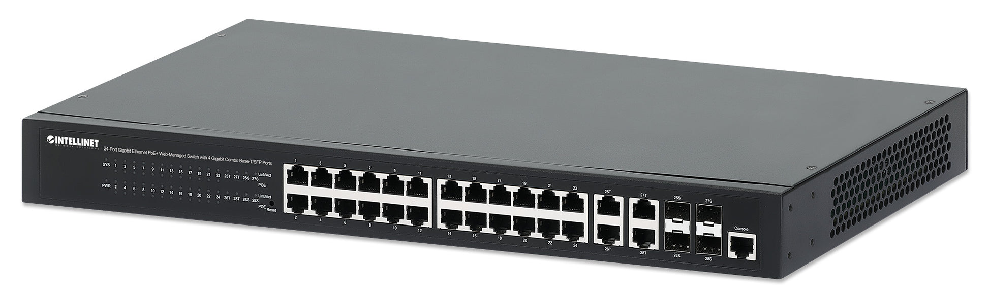 24-Port Gigabit Ethernet PoE+ Web-Managed Switch mit 4 Gigabit Kombo-Base-T/SFP-Ports Image 1