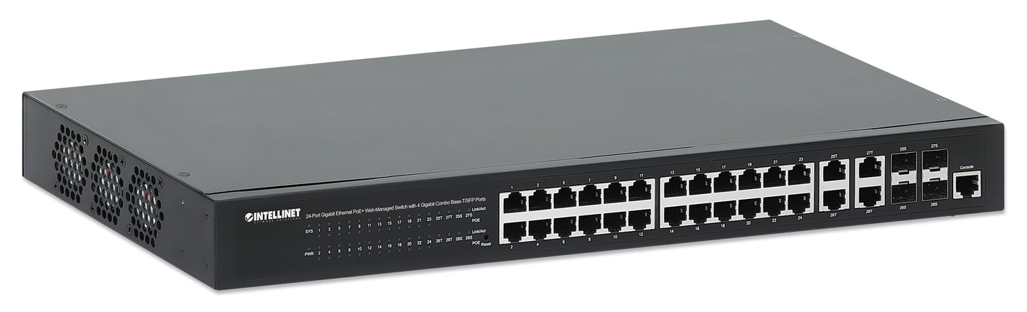 24-Port Gigabit Ethernet PoE+ Web-Managed Switch mit 4 Gigabit Kombo-Base-T/SFP-Ports Image 3
